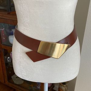 Vintage Carlson leather belt brown cognac gold accent cowboy Isabelle Marant